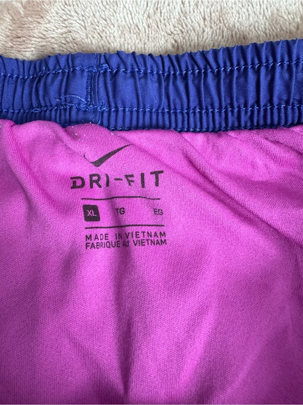 Nike Dri-Fit Athletic Shorts, Purple/Pink/Aqua, Girls’ Size XL